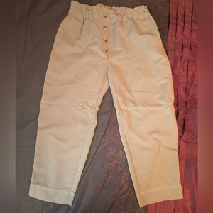 Zara Beige High-Waisted Button Pants XL
